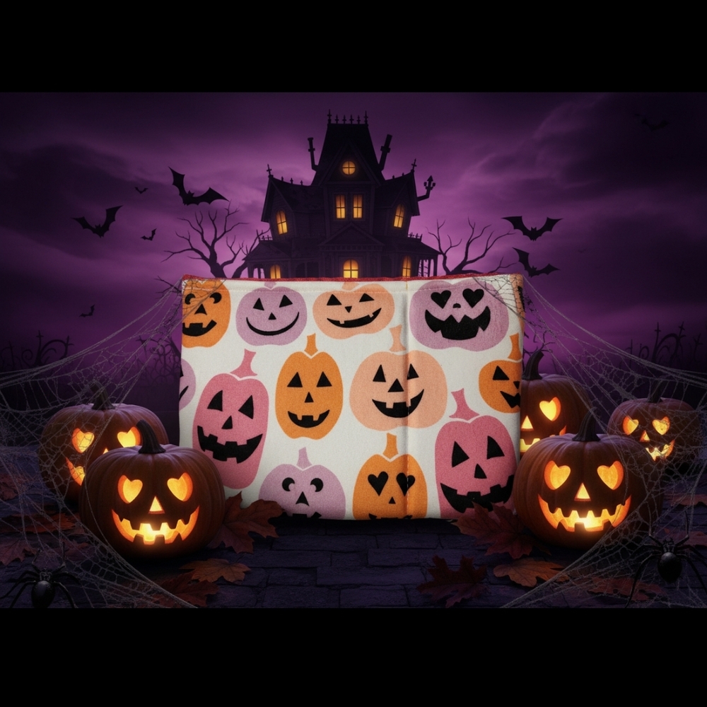 Halloween Pumpkin Makeup Organizer - Orange and Pink